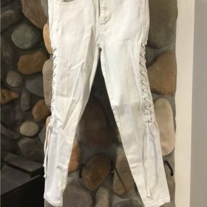 Vintage Zana Di stretch lace up white jeans size 11-12